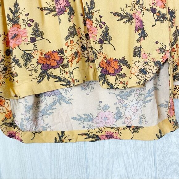Free People | Marigold Yellow Floral Bell Sleeve Tunic Size Small - Picture 7 of 14